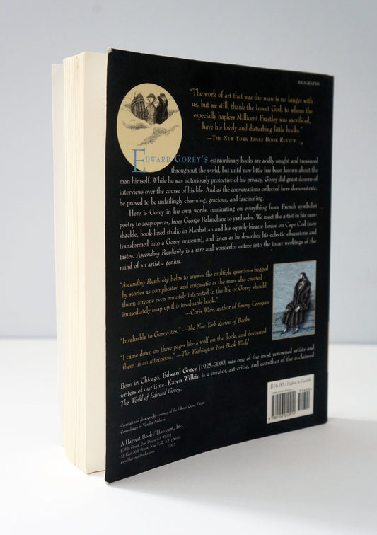 back cover of Ascending Peculiarity: Edward Gorey on Edward Gorey