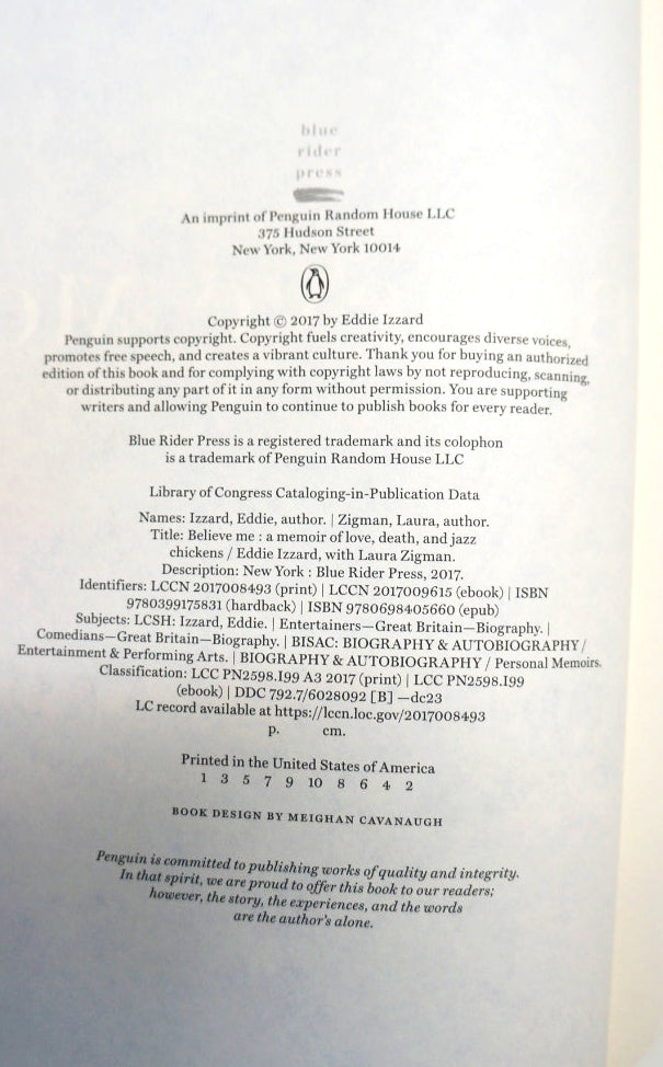 The back cover of a book printed on white paper, showing copyright information, publisher text for Penguin Random House, and a short blurb at the bottom.