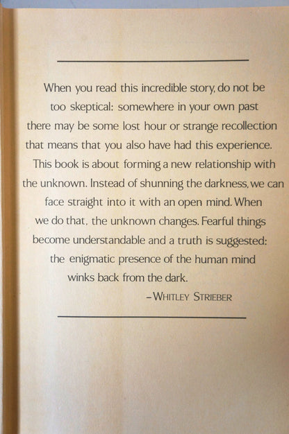 Communion by Whitley Strieber First Edition Hardcover