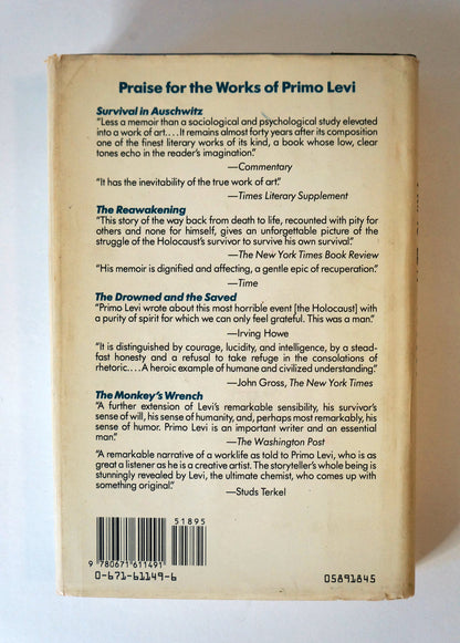 Other People's Trades by Primo Levi First Edition 1989 Hardcover