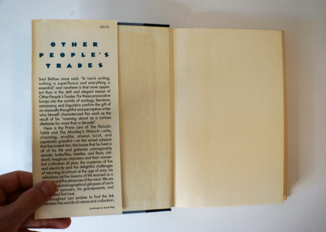 Other People's Trades by Primo Levi First Edition 1989 Hardcover