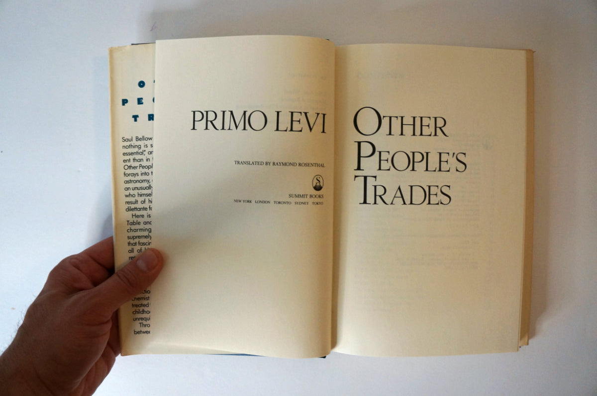 Other People's Trades by Primo Levi First Edition 1989 Hardcover