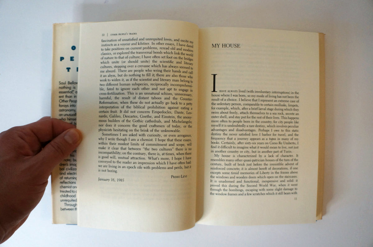 Other People's Trades by Primo Levi First Edition 1989 Hardcover