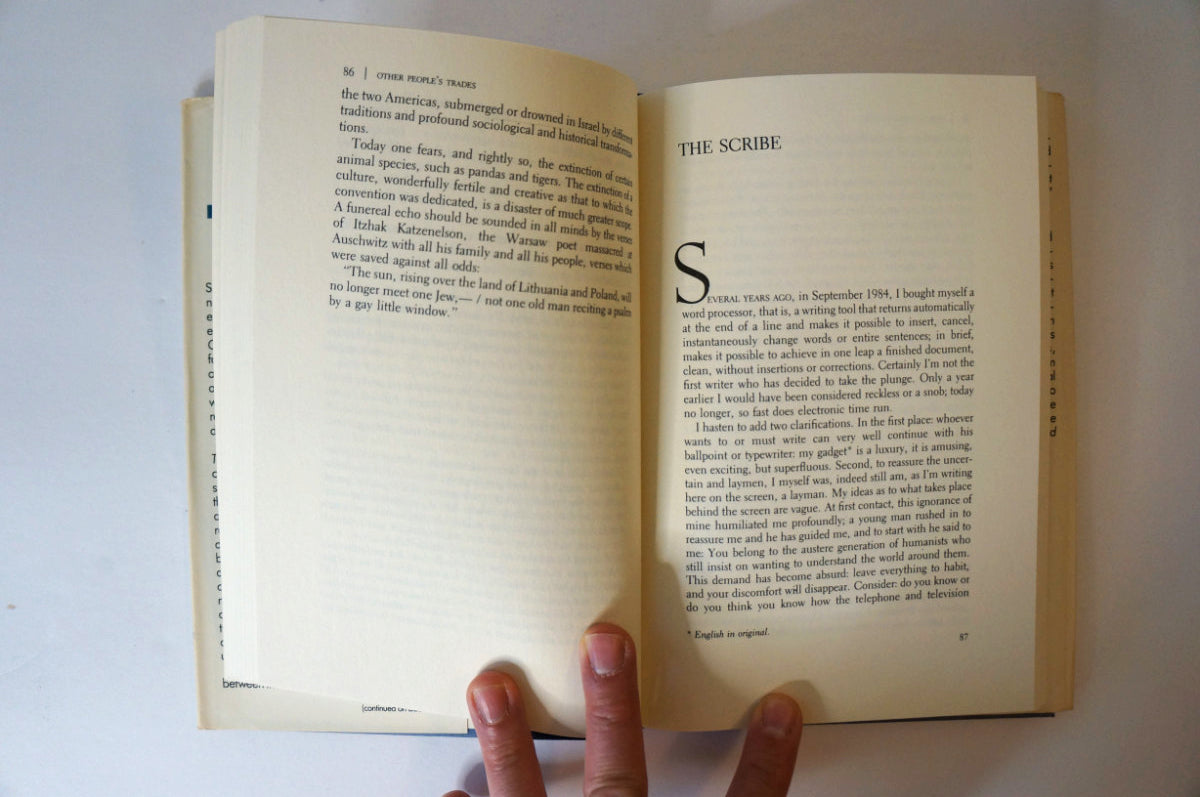 Other People's Trades by Primo Levi First Edition 1989 Hardcover