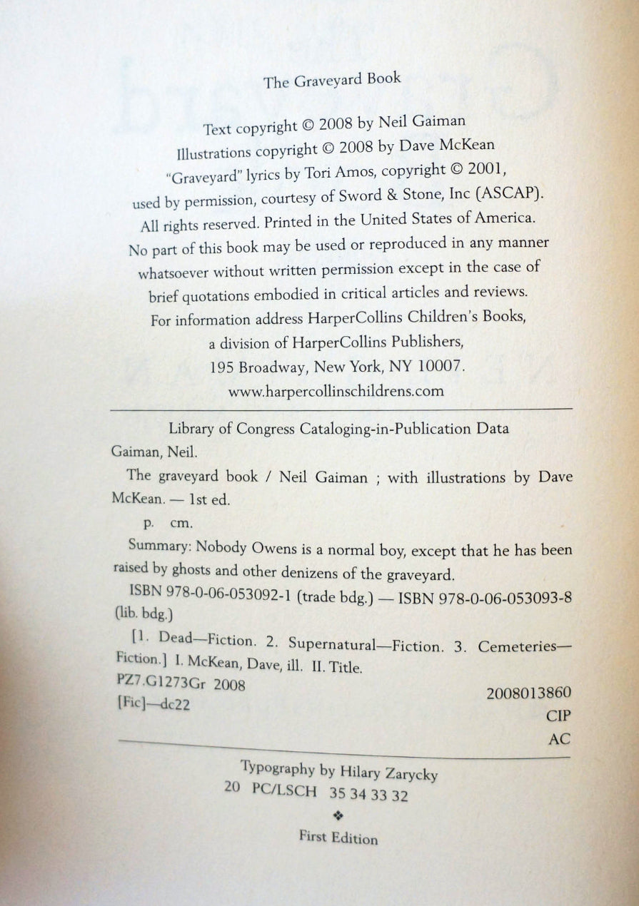 The Graveyard Book by Neil Gaiman First Edition