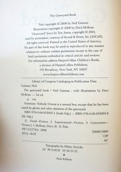 The Graveyard Book by Neil Gaiman First Edition