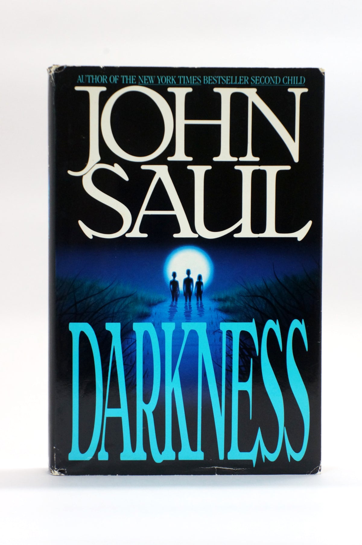 Photo of the cover to a hardcover copy of Darkness by John Saul