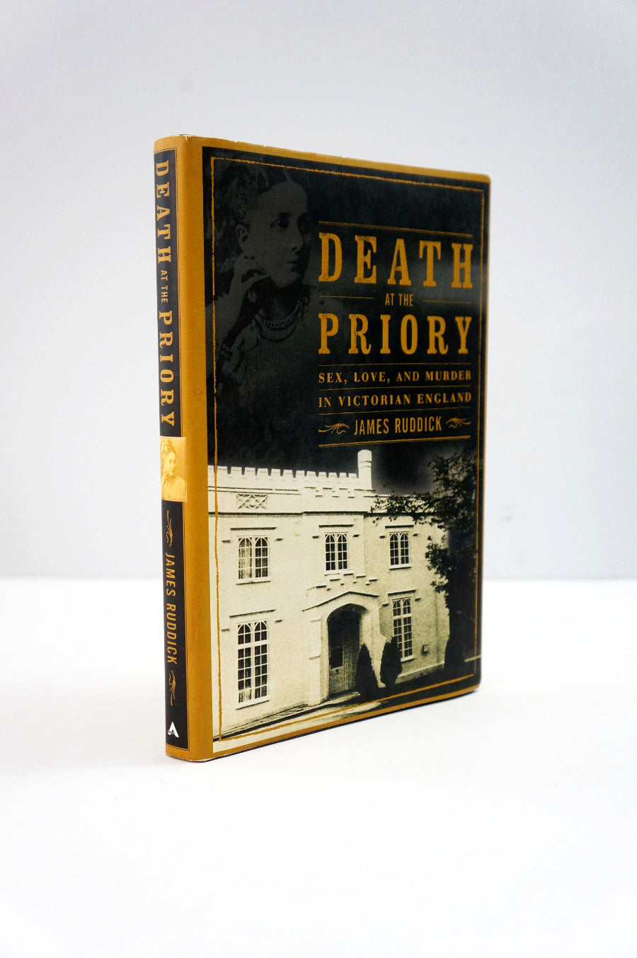 Book titled 'Death at the Priory' on a white background