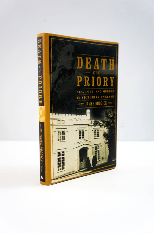 Book titled 'Death at the Priory' on a white background