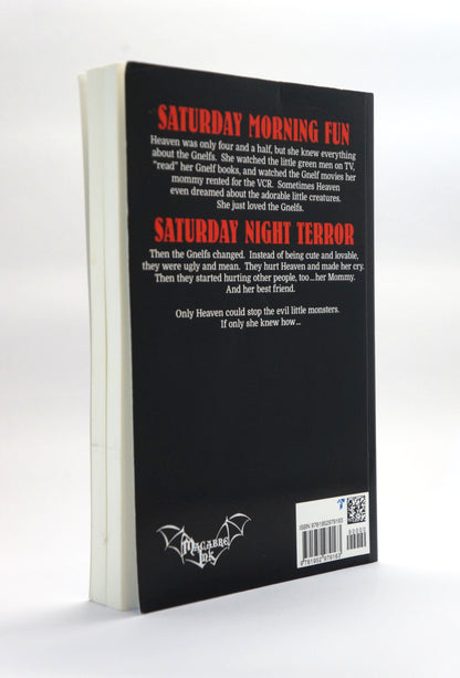 Backcover of Gnelves by Sidney Williams, standing upright on a white background. 