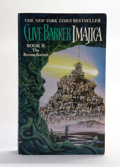 A vintage paperback book of Clive Barker's 'Imajica: Book II The Reconciliation' standing upright against a plain white background.