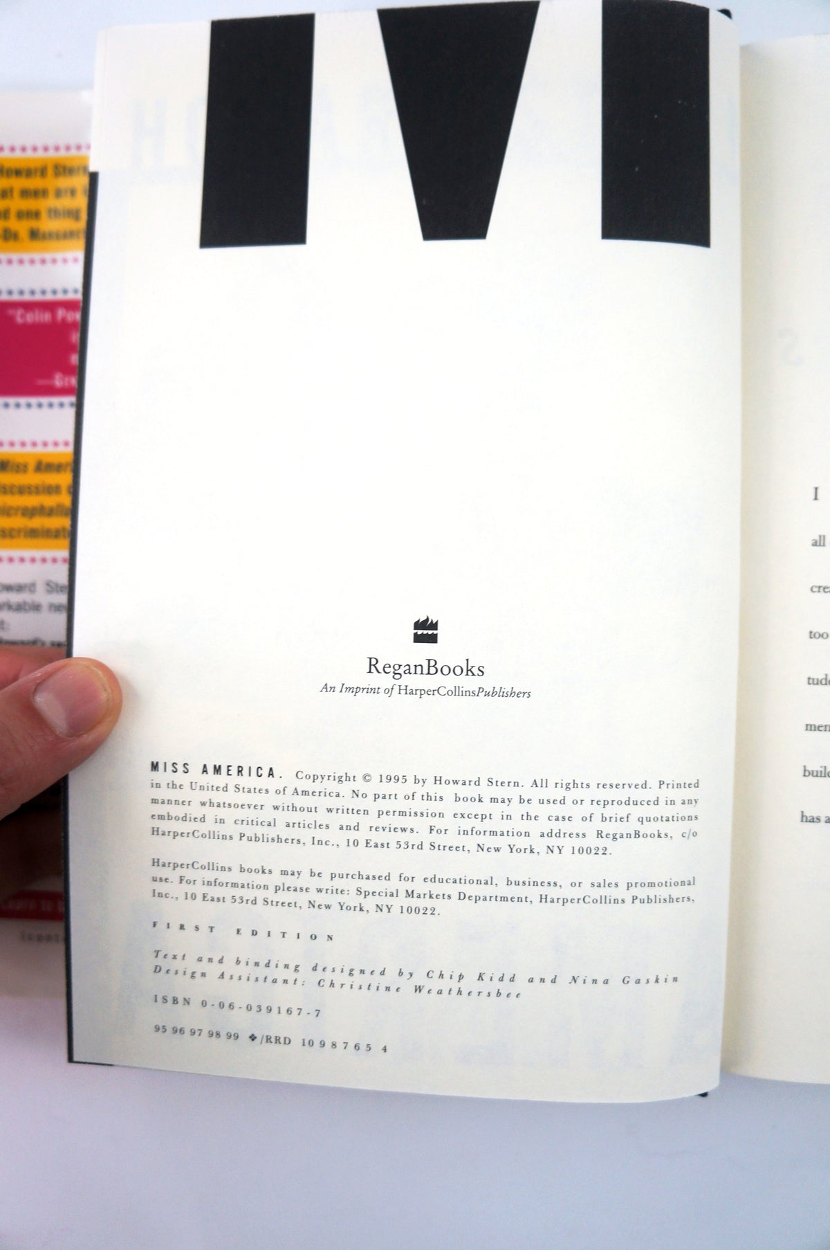 Miss America by Howard Stern copyright page
