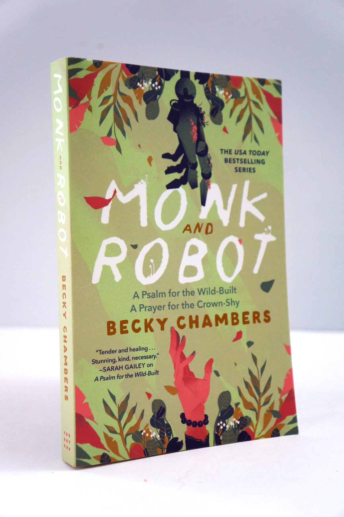 Book cover of 'Monk and Robot' by Becky Chambers with colorful illustrations on a white background