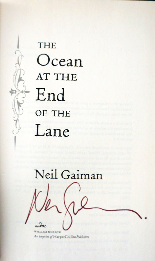 Neil Gaiman signature on the title page of The Ocean at the End of the Lane