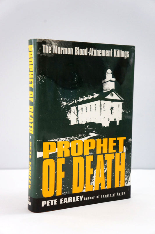 Book titled 'Prophet of Death' by Pete Earley on a white background