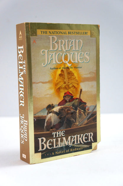 The Bellmaker novel by Brian Jacques, a paperback book standing upright against a light gray background.