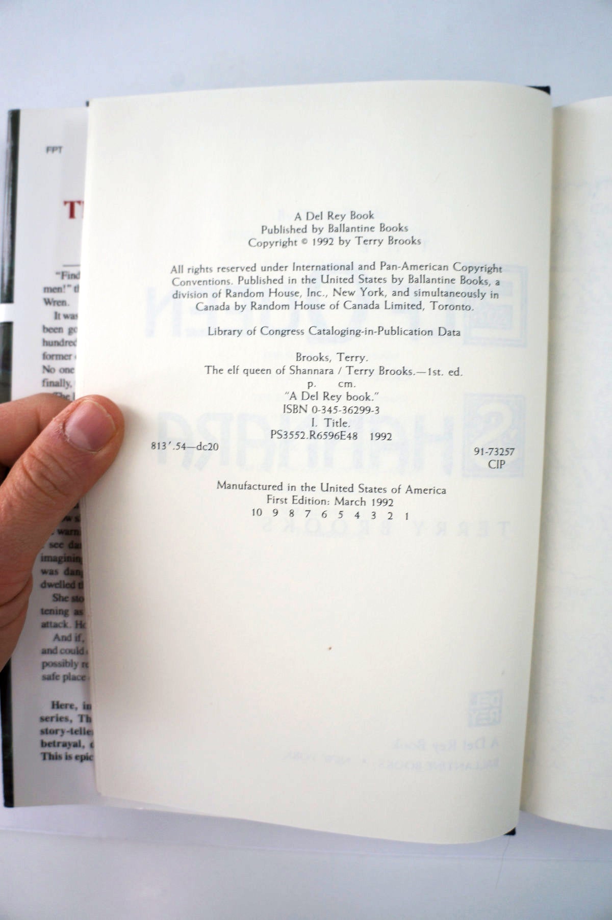 The Elf Queen of Shannara by Terry Brooks copyright page