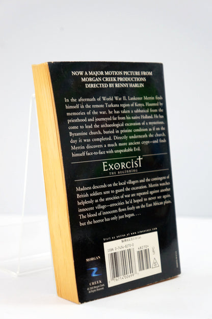Back cover of a book titled 'Exorcist' with text and a barcode on a white background