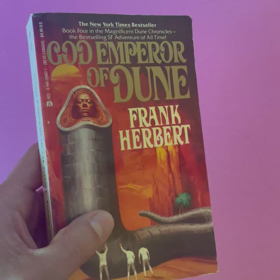 video showing a copy of God Emperor of Dune by Frank Herbert