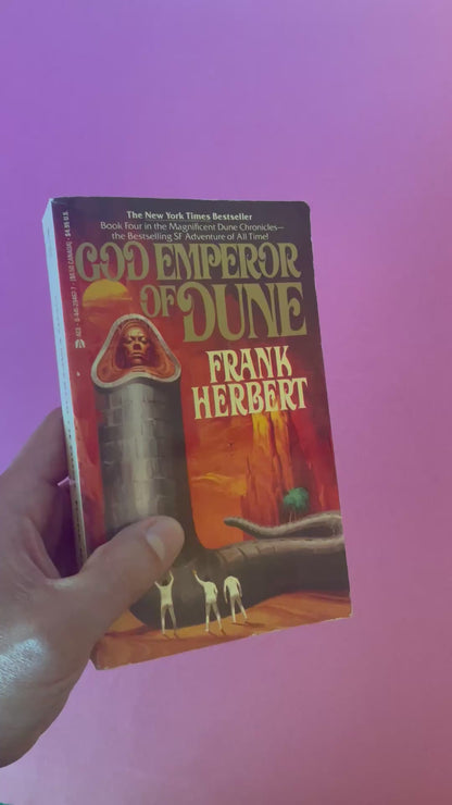 video showing a copy of God Emperor of Dune by Frank Herbert